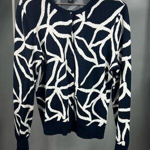 Ann Taylor Navy and White Patterned Women's Sweater